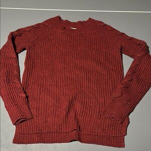 Style & Co. Red Crewneck Sweater with Ribbed Knit